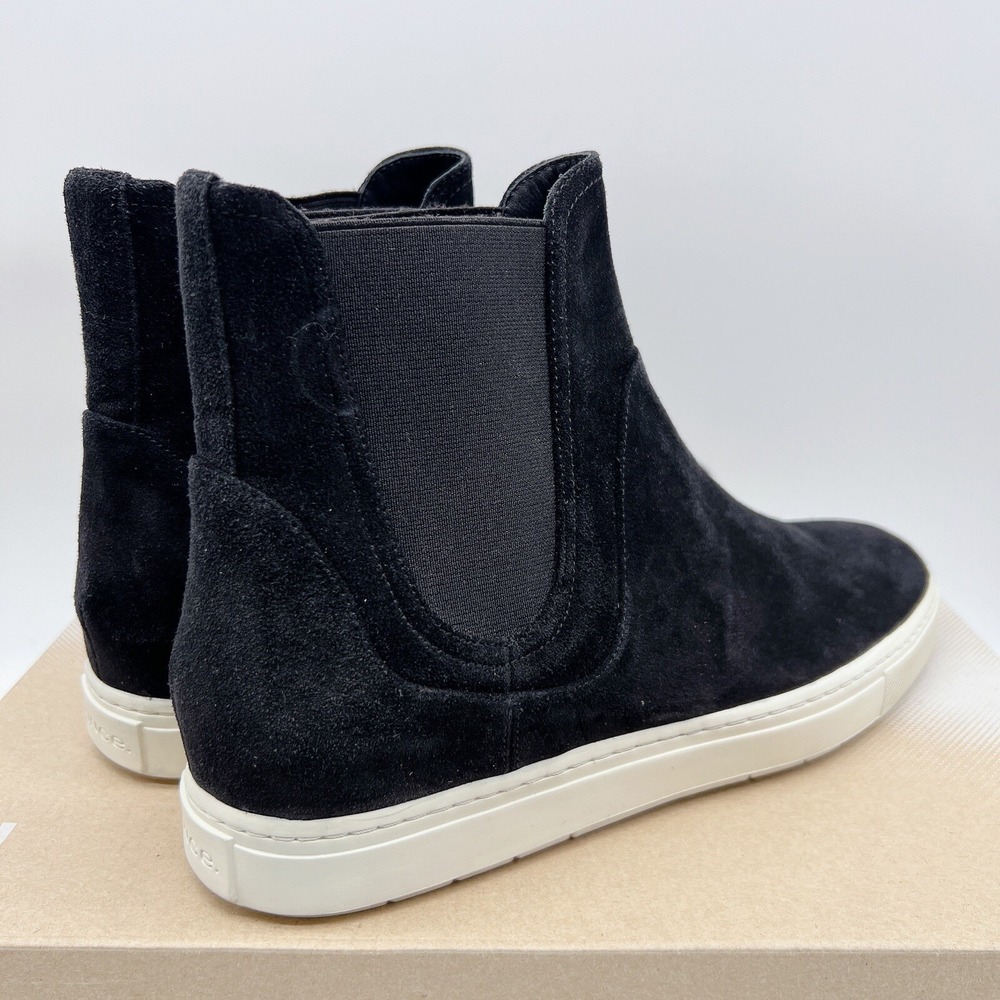 Vince Nira Ankle Chelsea Boots Bootie Sneaker Black Suede Water Repellent US 9.5 - Picture 7 of 13